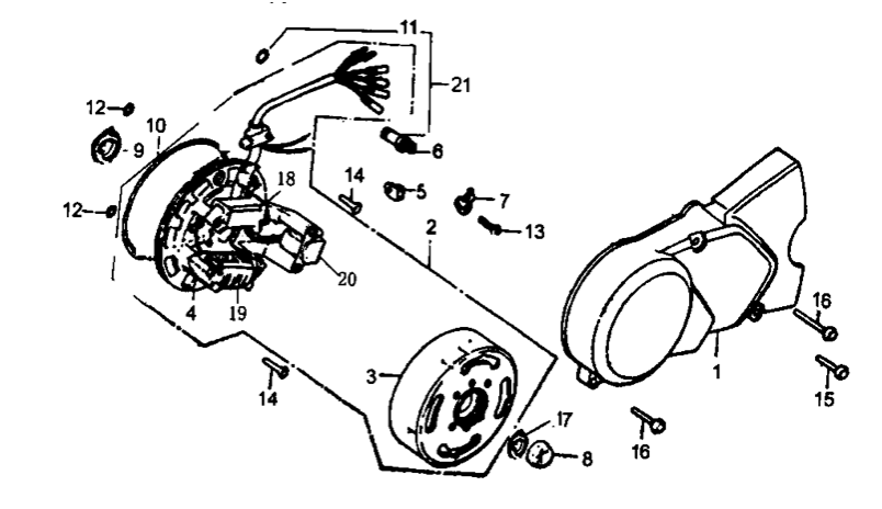 37 Left Crankcase Cover & Magnetic Motor