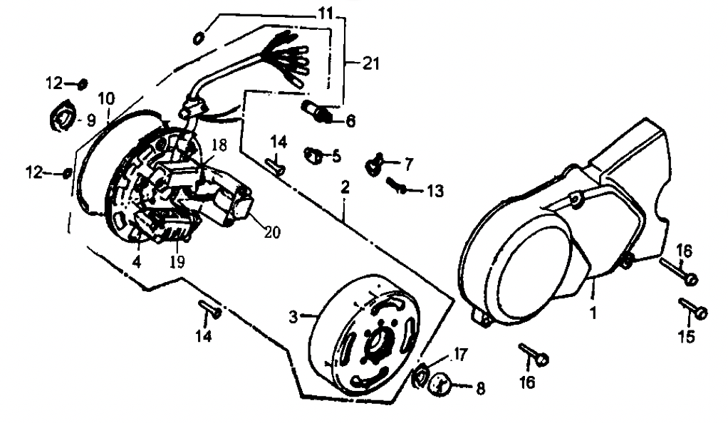 37 Left Crankcase Cover & Magnetic Motor