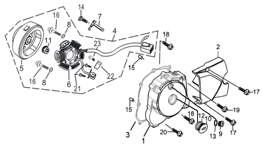 37 Left Crankcase Cover & Magnetio