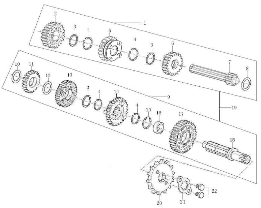 40 Transmission Main, Counter Shaft