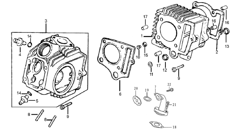 30 Head Comp., Cylinder/Block, Cylinder