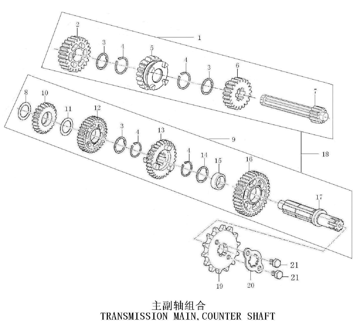 40 Transmission Main, Counter Shaft