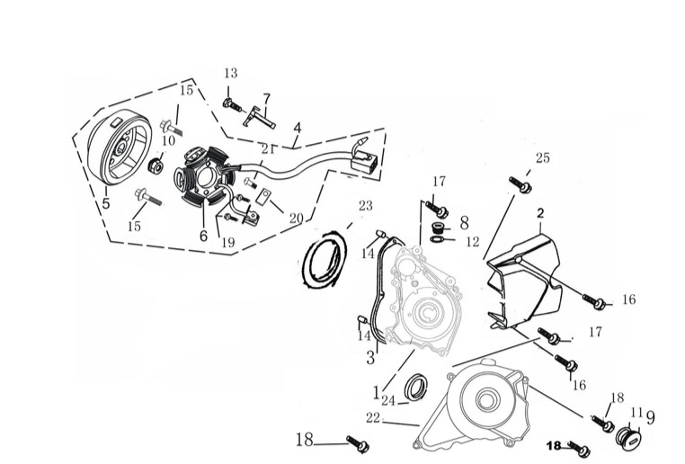 36 Left Crankcase Cover & Magnetic Motor