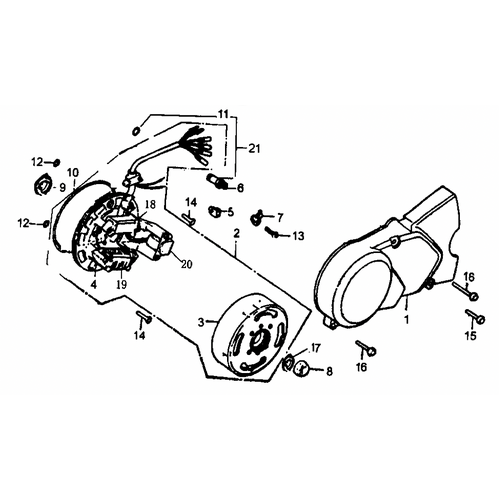 37 Left Crankcase Cover & Magnetic Motor