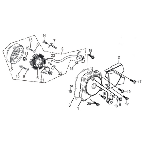 37 Left Crankcase Cover & Magnetio