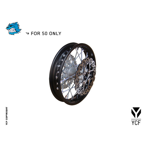 YCF 50A/50E STEEL REAR WHEEL 1.40x10' DISC/SPROCKET